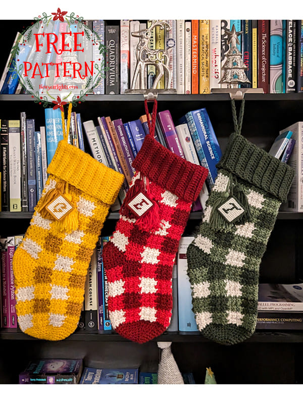 Buffalo Plaid Crochet Christmas Stocking