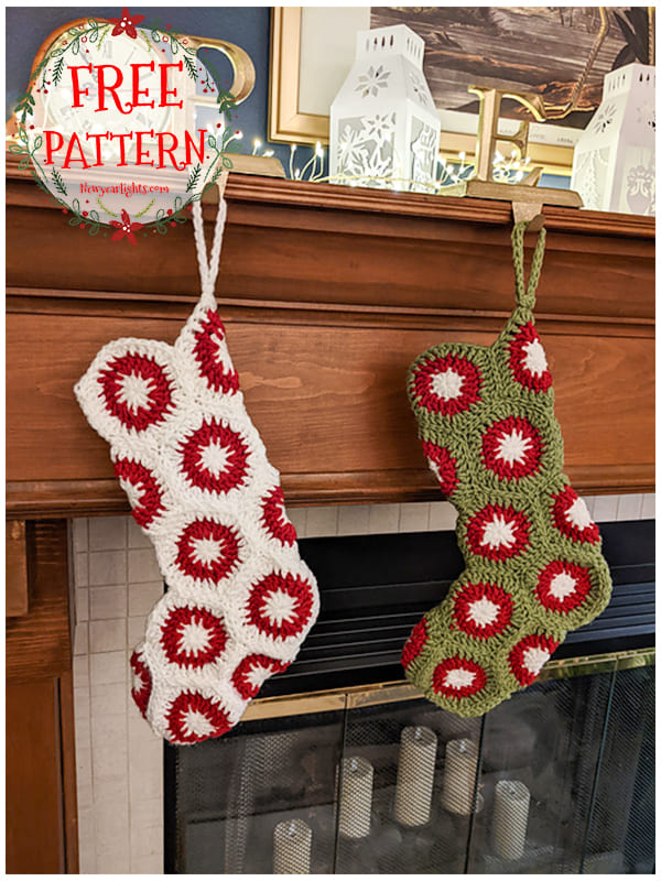 Granny Square Polka Dot Crochet Christmas Stocking