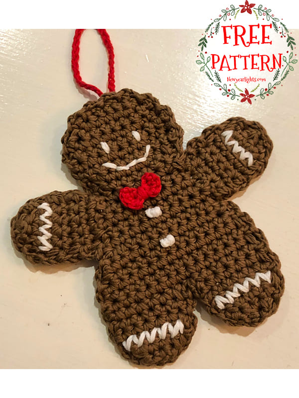 applique crochet gingerbread man ornament