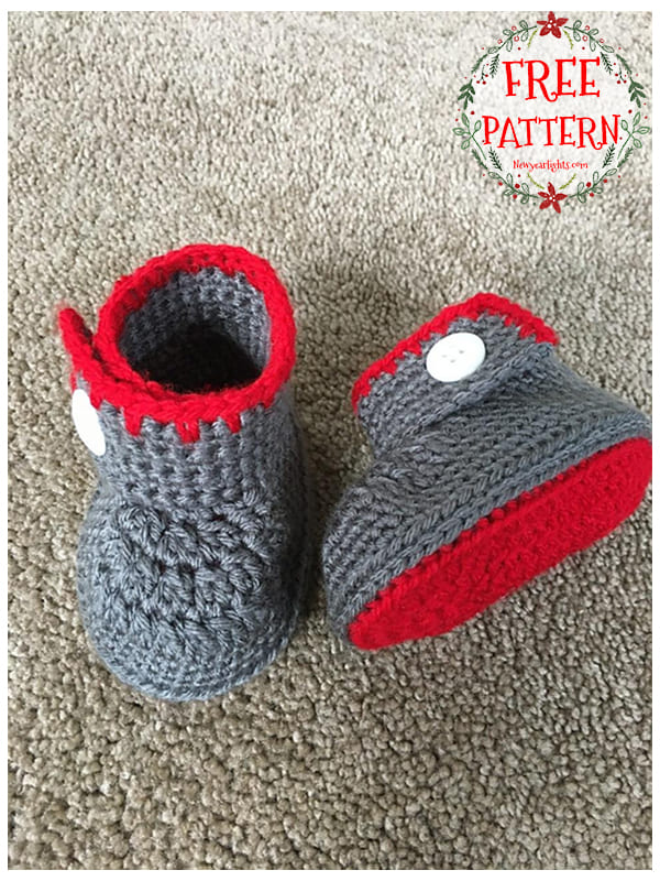 buttoned crochet baby booties 0-12 months