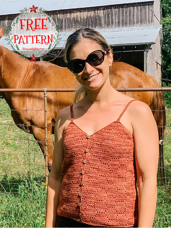 buttoned crochet mesh tank top pattern