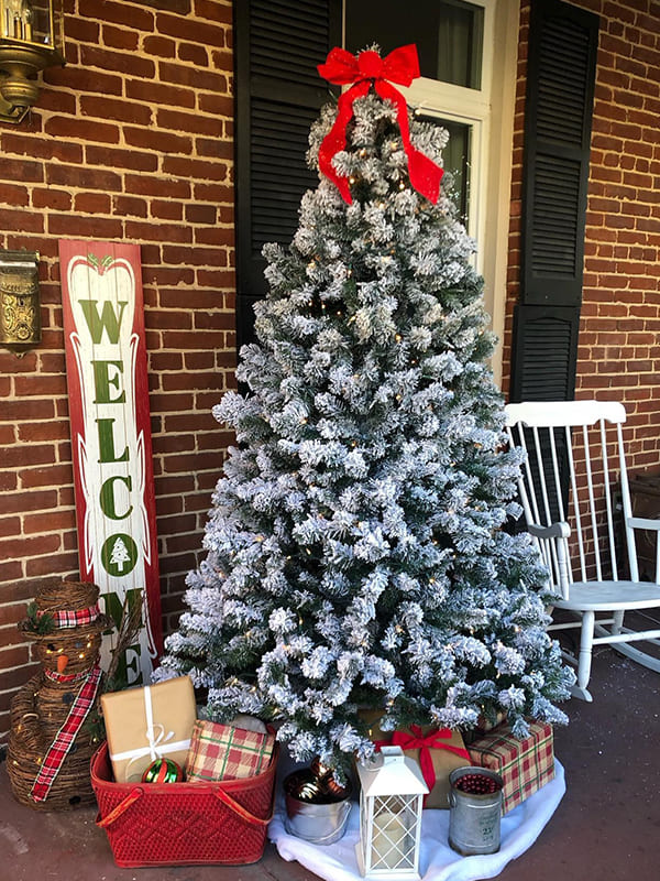 christmas tree on front porch