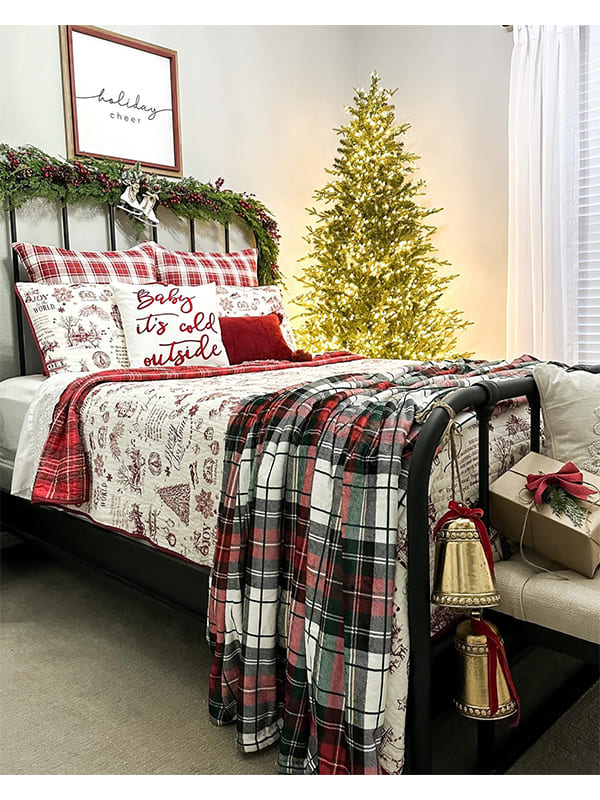 farmhouse christmas inspired bedroom