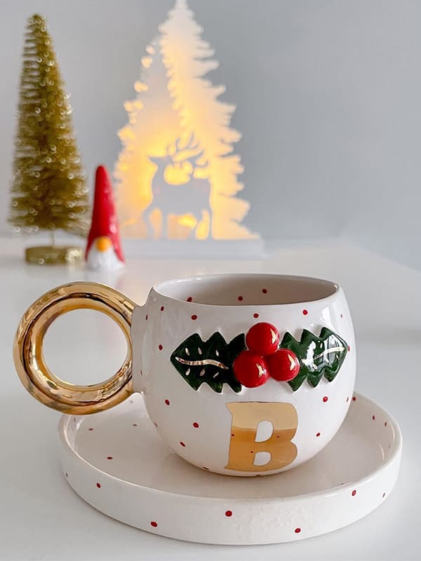 monogram christmas mugs