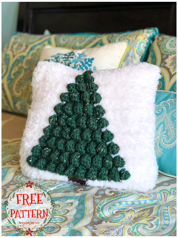 pop corn crochet christmas tree pillow