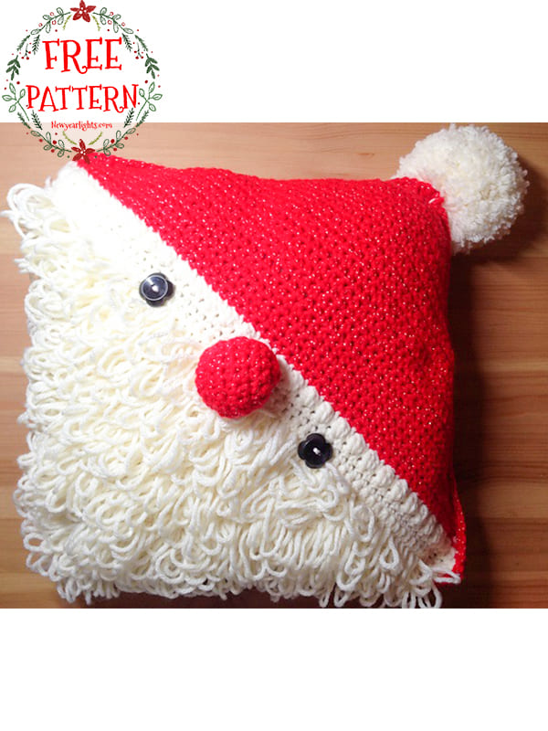 santa crochet christmas pillow