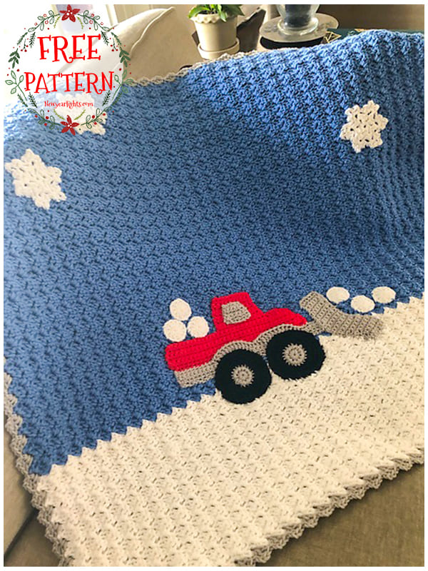 snowplow christmas crochet blanket