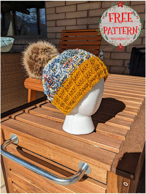 textured one piece crochet waffle stitch hat