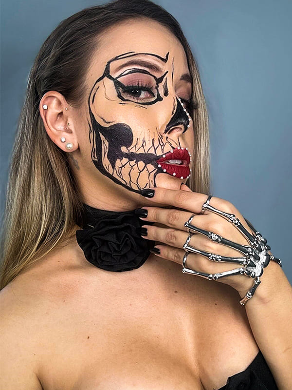 easy skull halloween makeup