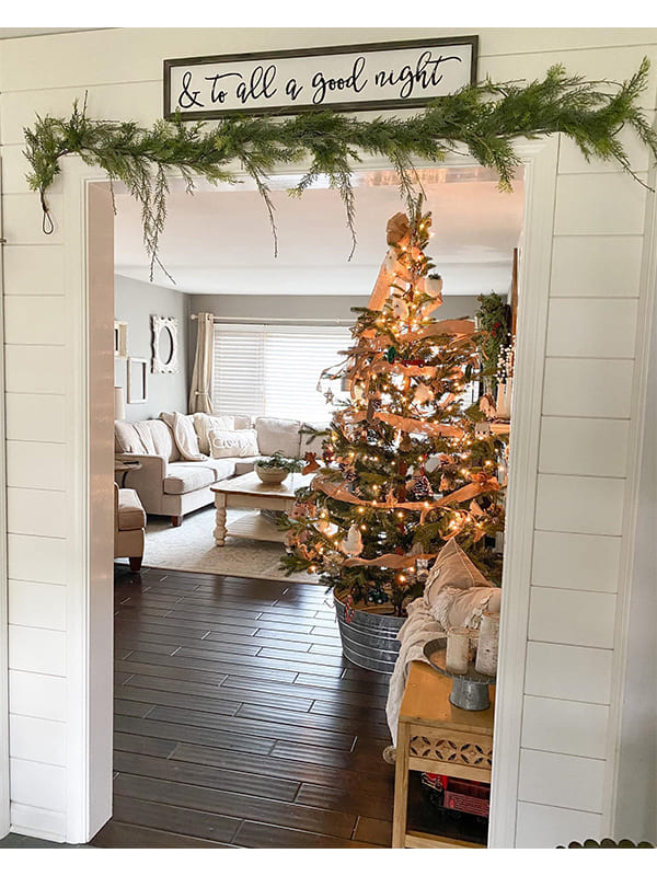 red and gold rustic christmas tree