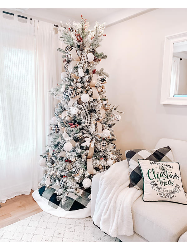 rustic flocked christmas tree