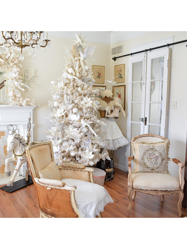 white rustic christmas tree