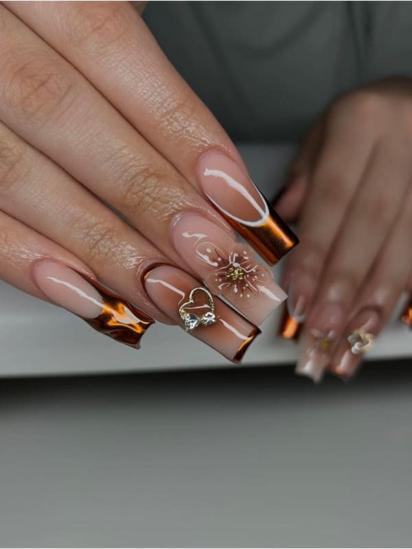 coffin classy fall nails