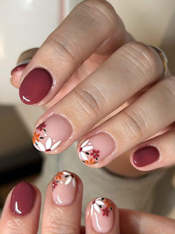 fall flower nail designs