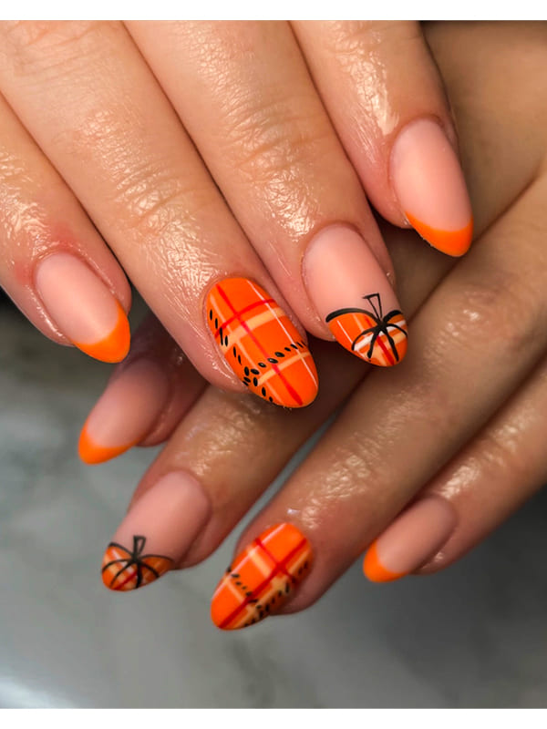 pumpkin fall halloween nails