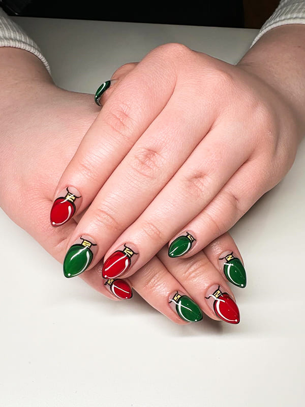 big christmas light nails