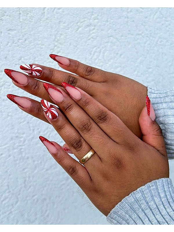 french manicure xmas nails