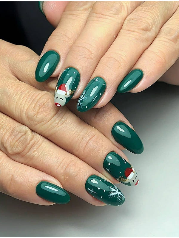 green xmas nails