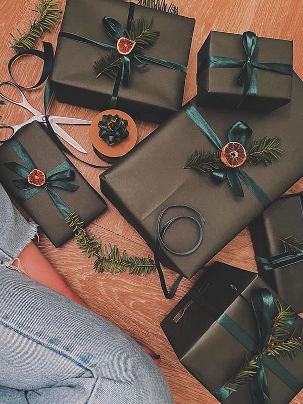 black christmas gift wrap