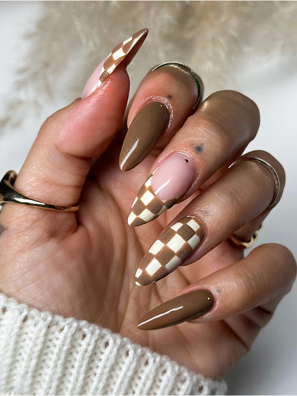 brown fall acrylic nails