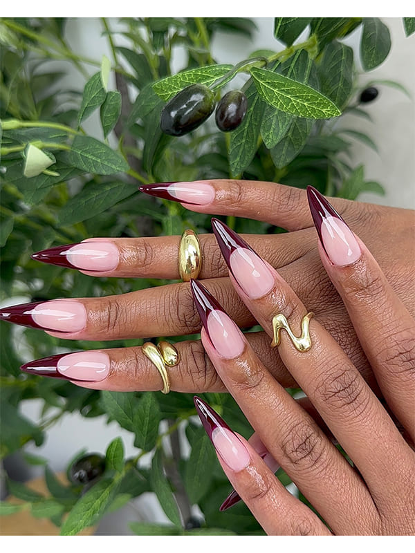 french tip fall coffin nails