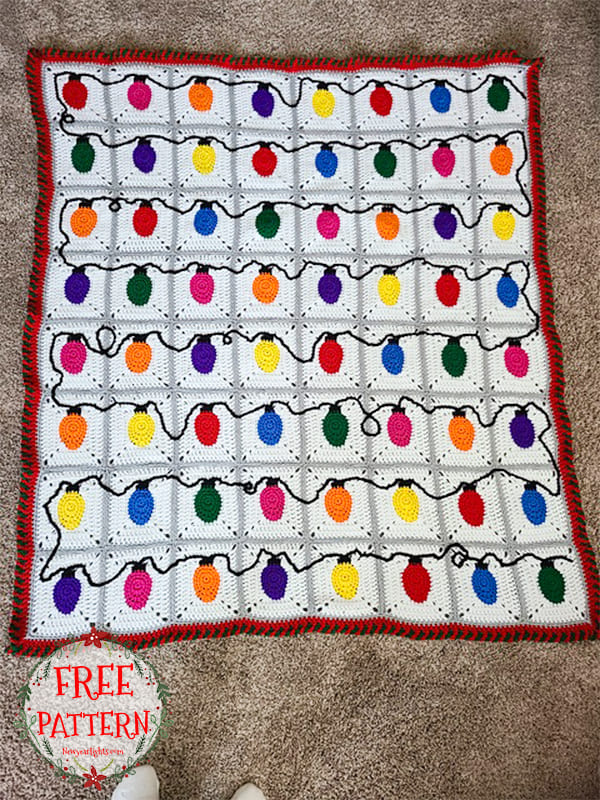 Christmas Lights Crochet Blanket Free Pattern