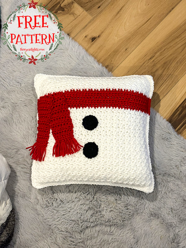 Easy Snowman Crochet Christmas Pillow Free Pattern (2)