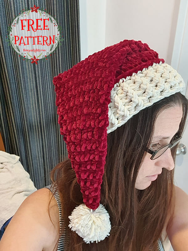 Long Tail Santa Hat Crochet Free Pattern (2)