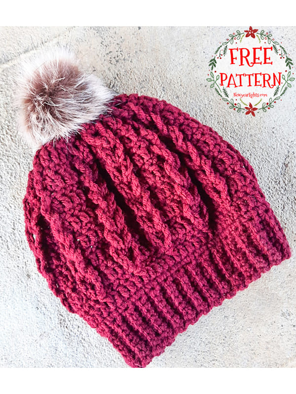 Free Braided Crochet Beanie Hat Pattern (2)