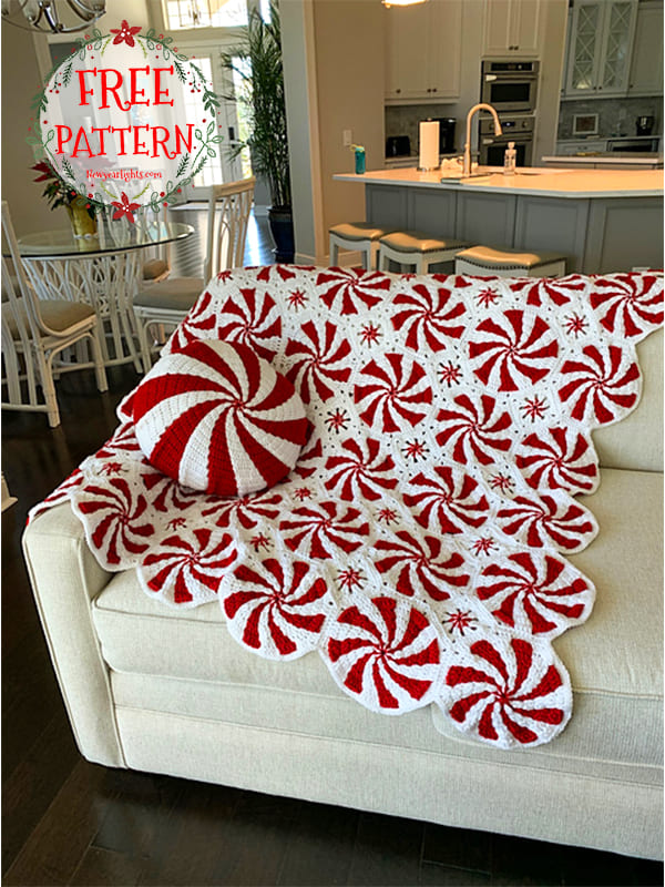 Peppermint Motifs Christmas Crochet Blanket Free Pattern (2)