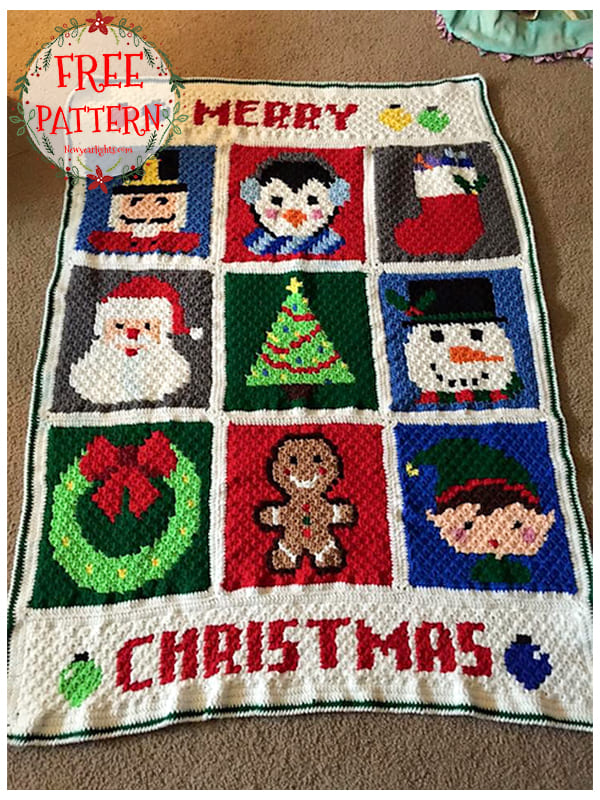 Pixel Gingerbread Man Christmas Crochet Blanket Free Pattern (2)