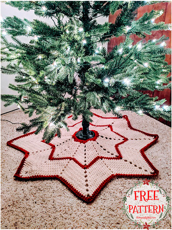 Stripes Colorwork Crochet Tree Skirt Free Pattern (2)