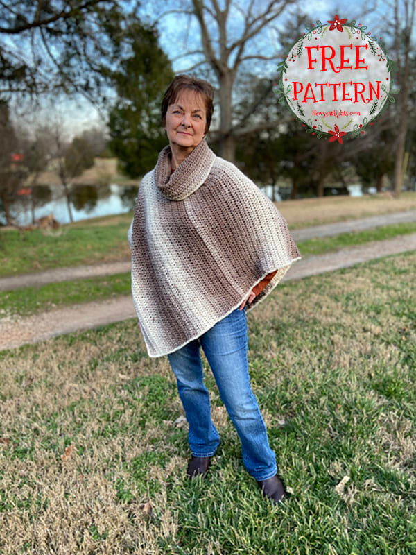 crochet cowl neck poncho pattern (2)