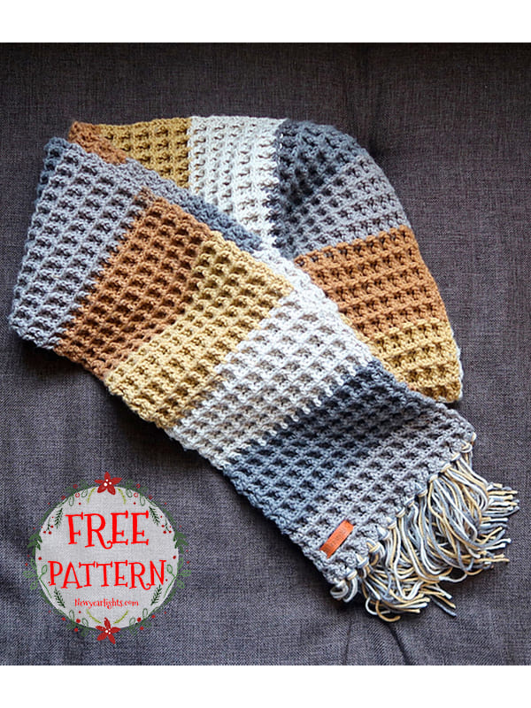 free waffle stitch crochet scarf pattern (2)