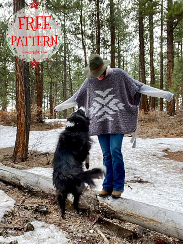 Tapestry crochet poncho with tassel free pattern (2)